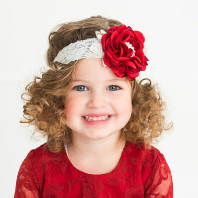 Diana Red Flower Lace Headband