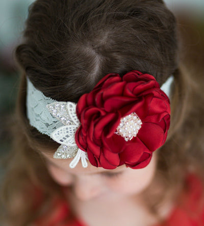 Diana Red Flower Lace Headband