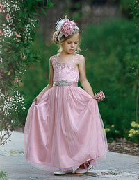 Vienna Flower Girl Lace Dress Dusty Rose