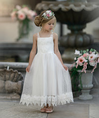 Francesca Flower Girl Lace Dress Off White