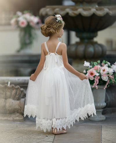 Francesca Flower Girl Lace Dress Off White