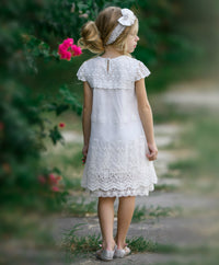 Audrey Cap Sleeve Lace Flower Girl Dress Off White