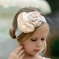Mademoiselle Flower Lace Headband - Peach