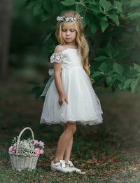 Irina Flower Girl Off Short White Dress