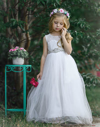 Alana LONG Flower Girl Off White Dress